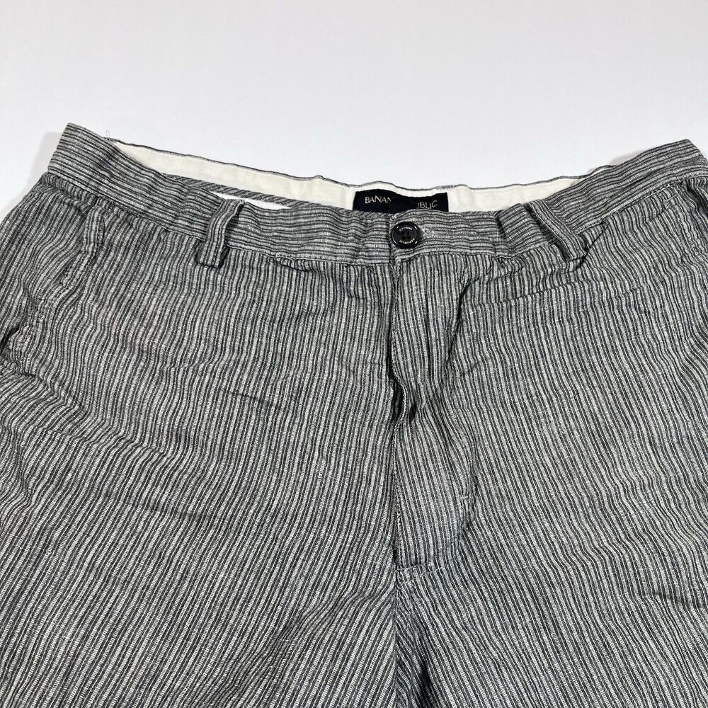 Banana Repbulic Linen Blend Flat Front Striped Casual Shorts Men's 36 - Picture 4 of 7